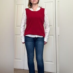 Vintage 80s Designers Originals Crewneck Sweater Vest - Red - M